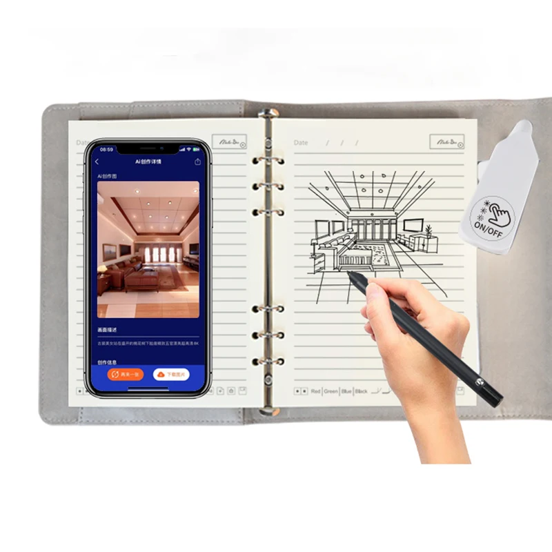 Masterben fast charger jotter diary notebook with power bank and table lamp smart AI draw notebook digital pen handwriting sync
