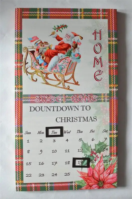 XMAS Light Up Countdown Calendar Creative Santa Claus Canvas Art Prints With LED Lights