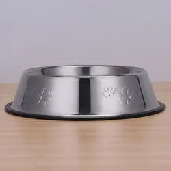 Stainless Steel Dog Bowl Travel Pet Food Bowl with Rubber Base