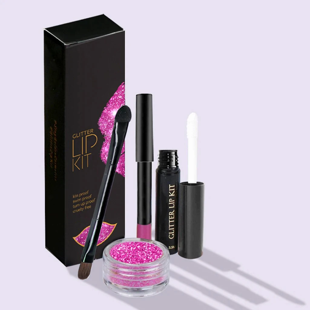 
Wholesale Glitter Lip Kit Lip Makeup Set Glitter Gloss Bond Dual Tip Applicator Set Make Your Own Logo Private Label 