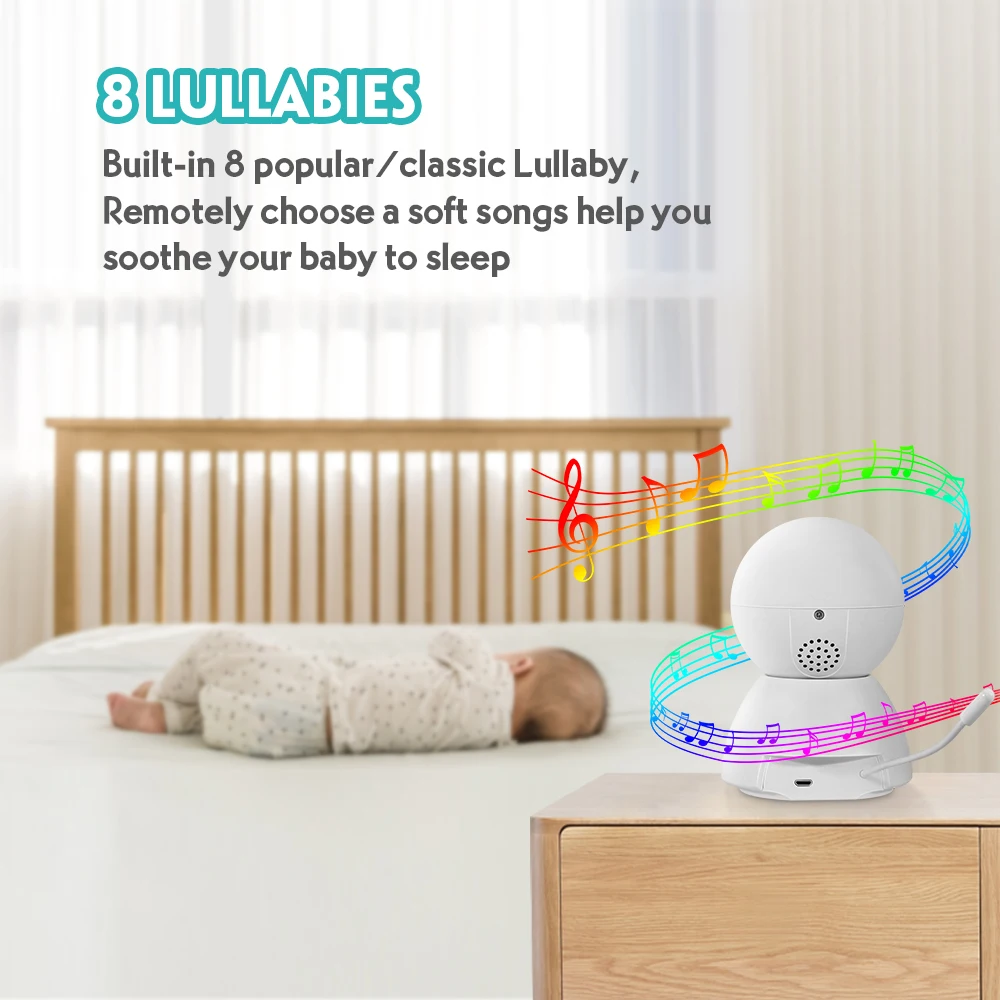 2022 Security Wifi Baby Monitor Camera Wireless CCTV Home Camera Baby Monitor 5 Inch LCD Screen Indoor Use Support 128GB TF card