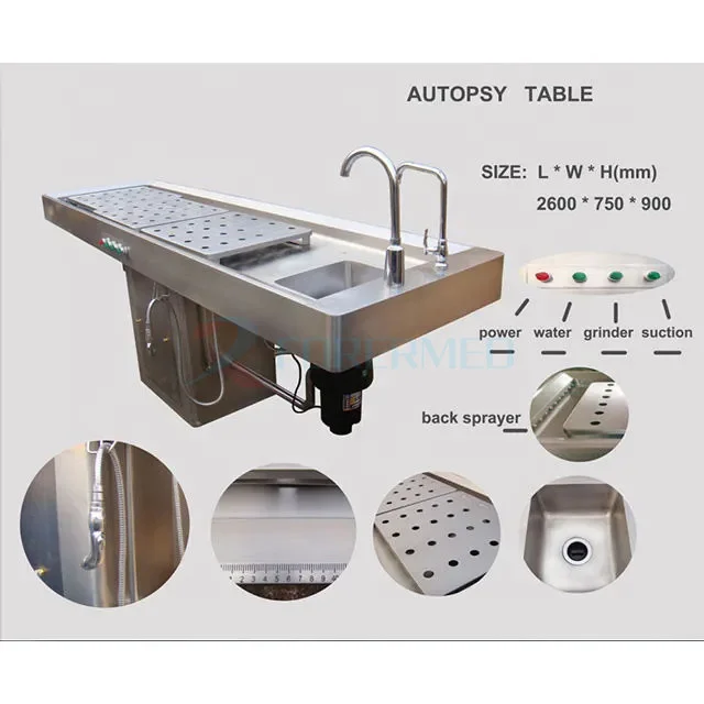 Factory Price Mortuary Device 304 Stainless Steel Funeral Supplies Mortuary Equipment Autopsy Table For Hospital