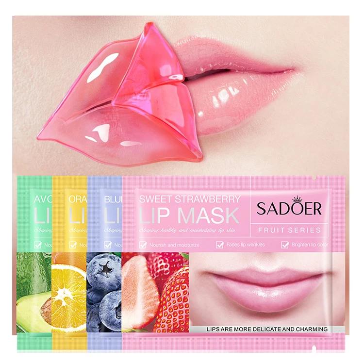 SADOER lip sleeping mask Fruit Strawberry blueberry avocado orange organic moisturizing Collagen lip mask
