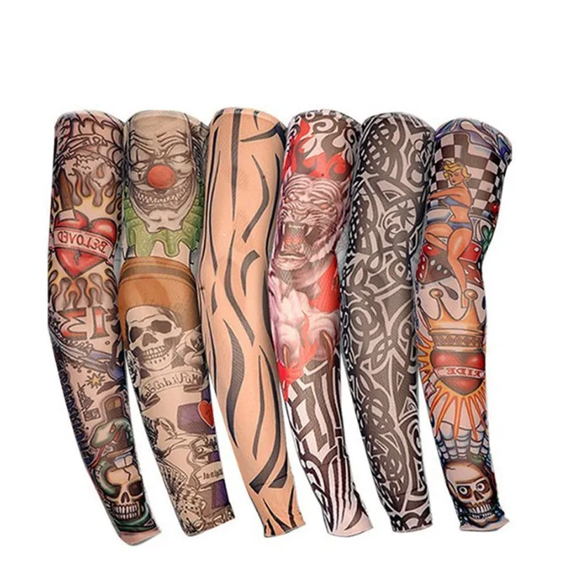 1Pc Outdoor Cycling Sleeves 3D Tattoo Printed Armwarmer UV Protection Bicycle Sleeves Arm Protection Riding Sleeves