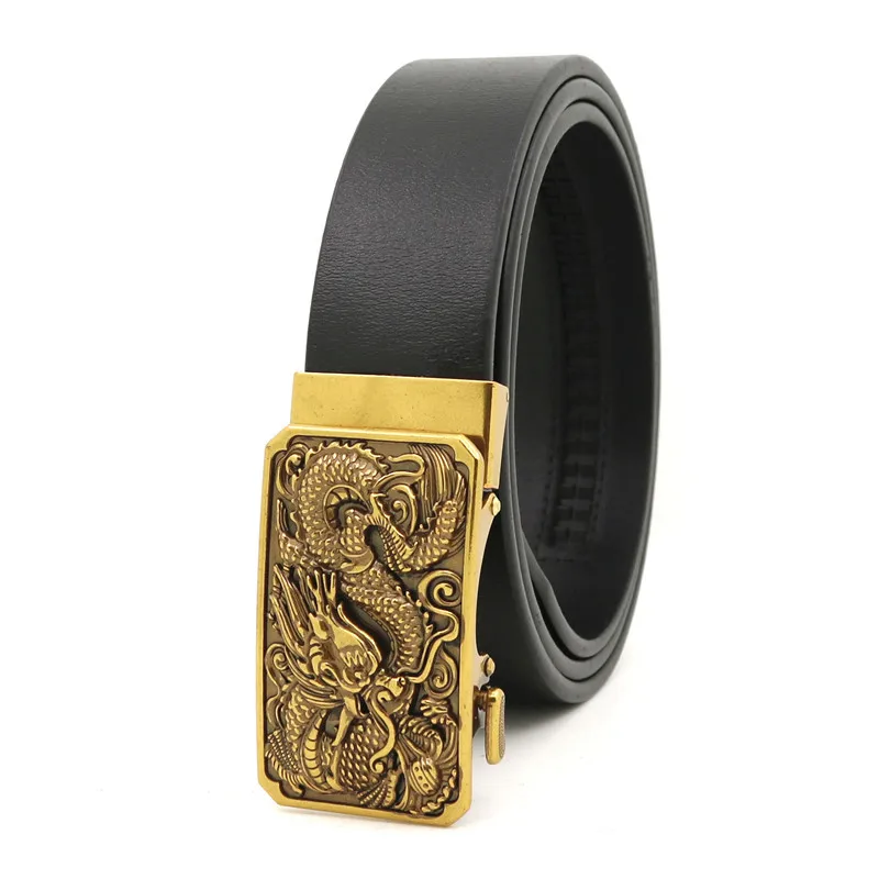 Factory Customized Zinc Alloy Second Class Pu Leather Crocodile Dragon Head Automatic Belt