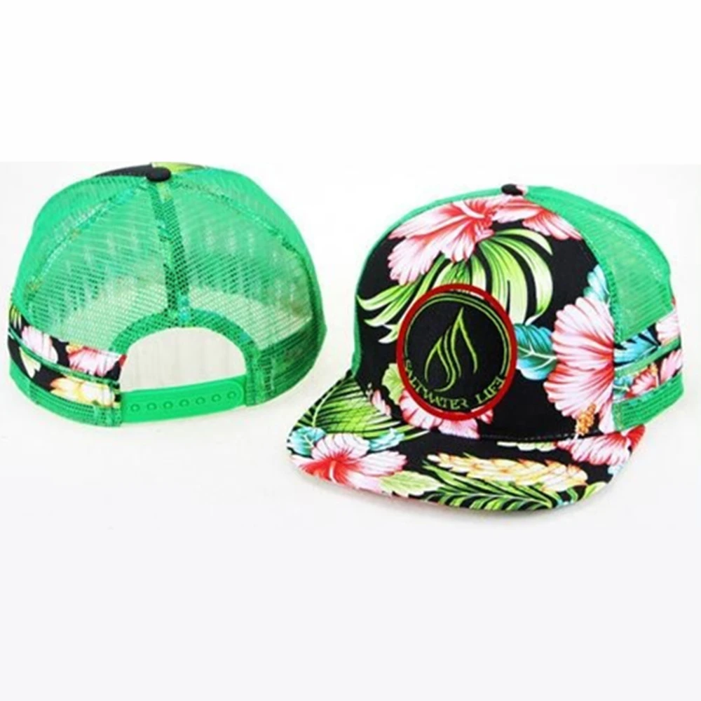 Модная летняя сетчатая бейсболка на заказ кепка и шапка с принтом Гавайских цветов
