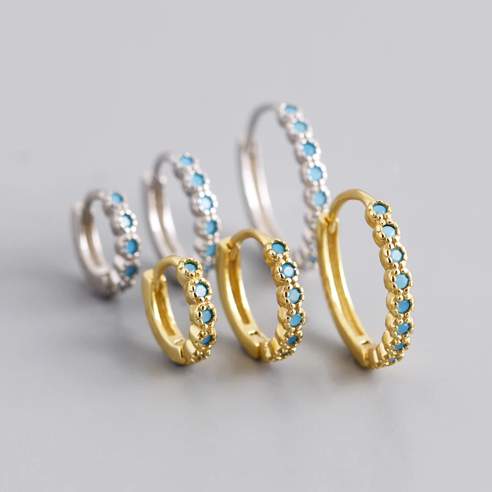 dropshipping 925 sterling silver turquoise blue diamond zircon stud earring jewelry for women