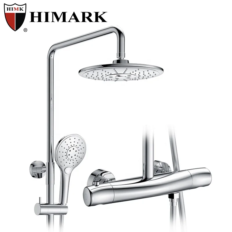 HIMARK латунный матовый золотистый дождевой смеситель для душа, открытая ванная комната, матовый черный термостатический дождевой смеситель, набор душевых колонок