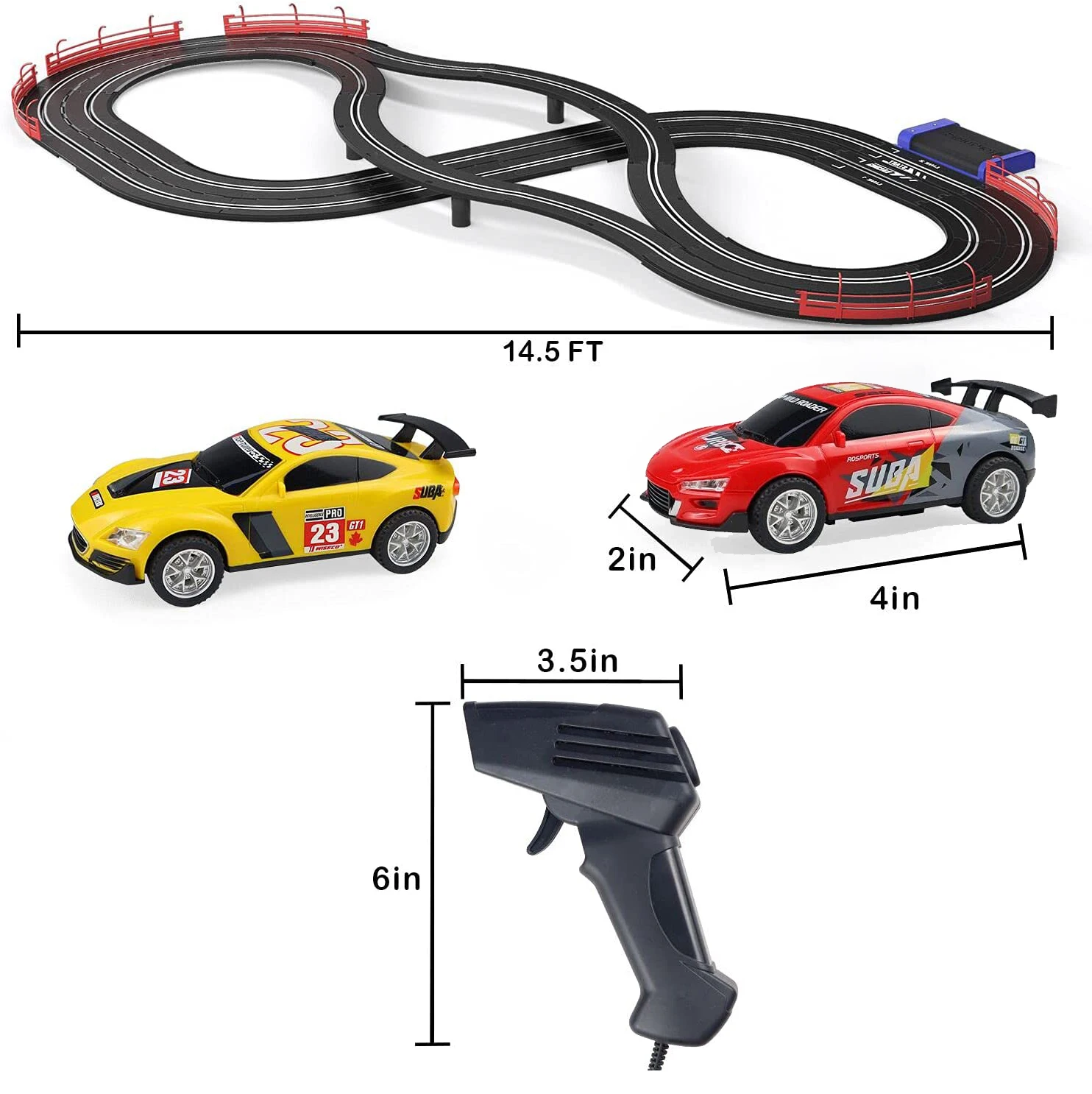  Electric Racing Tracks for Boys and Kids Including 2 Slot Cars 1:43 Scale with Headlights Dual Race Car Track