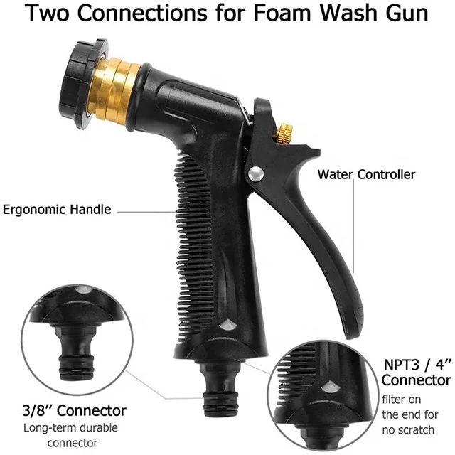 Adjustable Water Pressure & Soap Ratio Dial Car hose end Wash Foam Gun Sprayer bottle