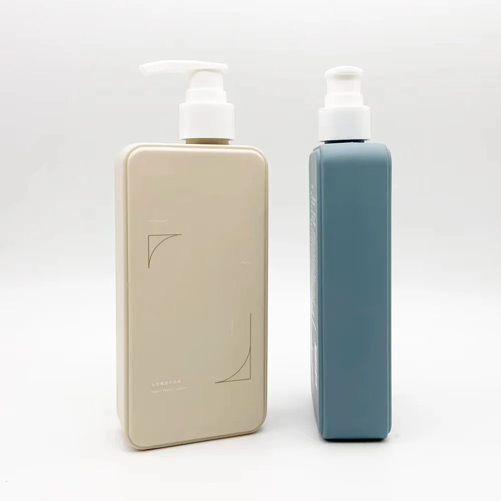 Recycled 400ml square plastic bottle hdpe body lotion bottle soft touch hdpe cosmetic containers