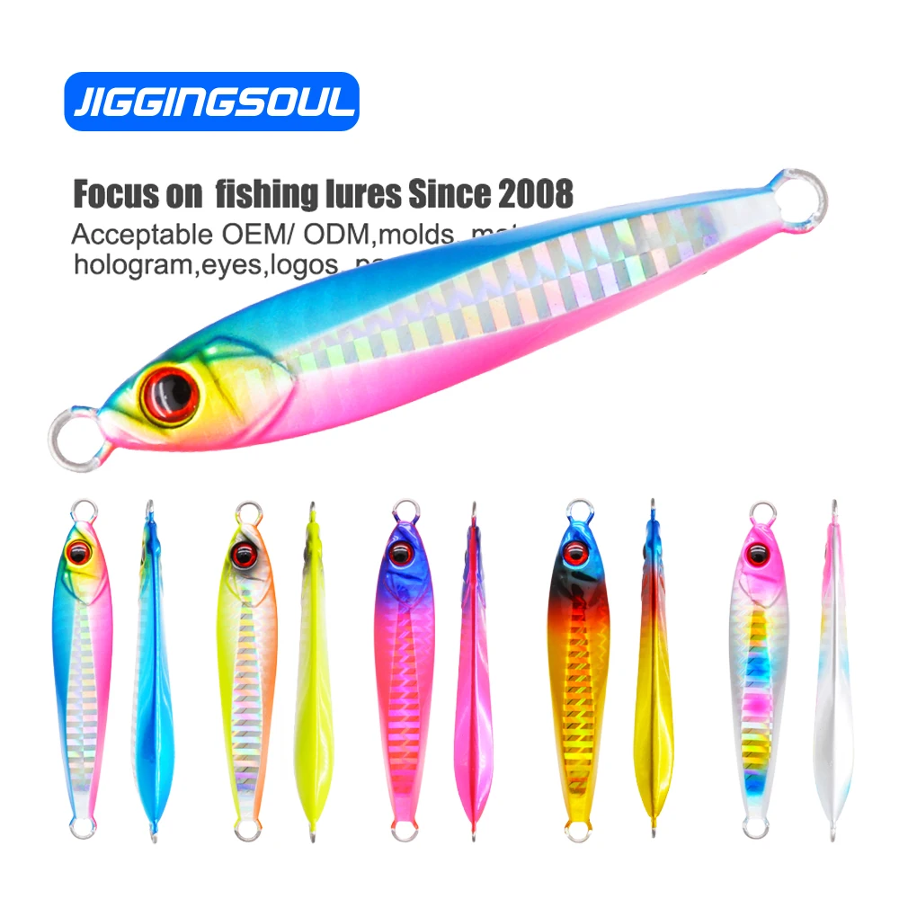 JIGGINGSOUL-RTS301-30g 40g 60g 80g wholesale manufacturing shore cast metal saltwater swim bait jigging lure lead casting jig