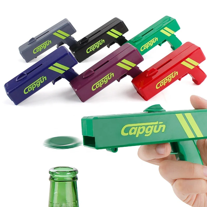 Dropshipping Custom Logo Design ABS Plastic Bottle Opener Party Game GUN Beer Bottle Opener Cover Shooting Bottle Opener