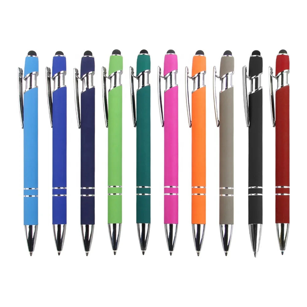 Wholesale 2 in 1 ball pen metal aluminum rod pen stylus pen for phone