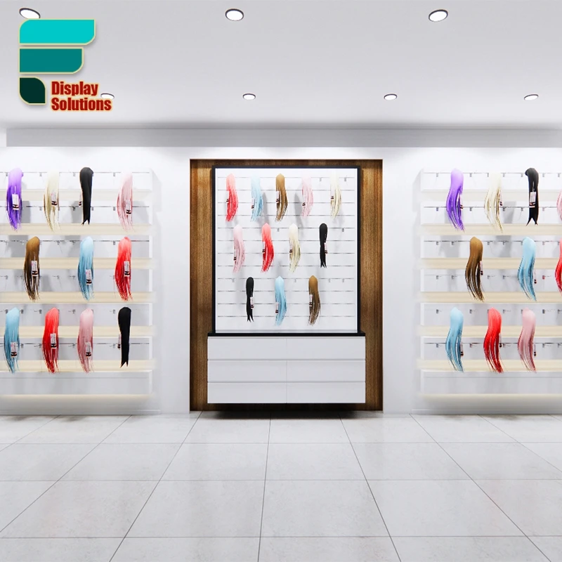 Customizable Wig Store Interior Decoration Display Shelf Shop Wigs Wall Display Showcase Display For Wigs