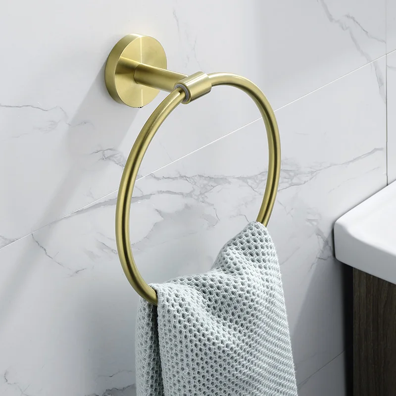 Top Latest Simple Design 2020 Trendy Bathroom Accessories Gold Towel Ring For Bathroom