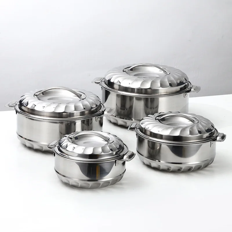 Luxury 4 Pcs/Set Home Use Insulated Stainless Steel Hot Pot Food Warmers Casserole Container Sustainable Stocked Metal