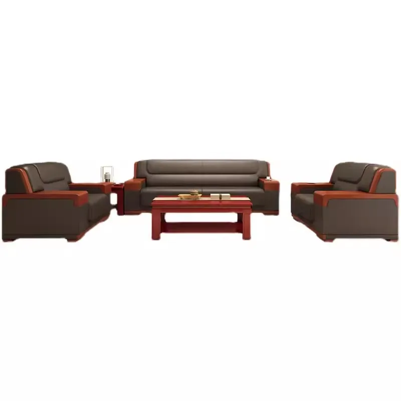 Hot Sales Office Sofa Leather Sofa Simple Chinese Comfortable Business VIP Reception Meeting Room Boss Office Sofa Sets Modern