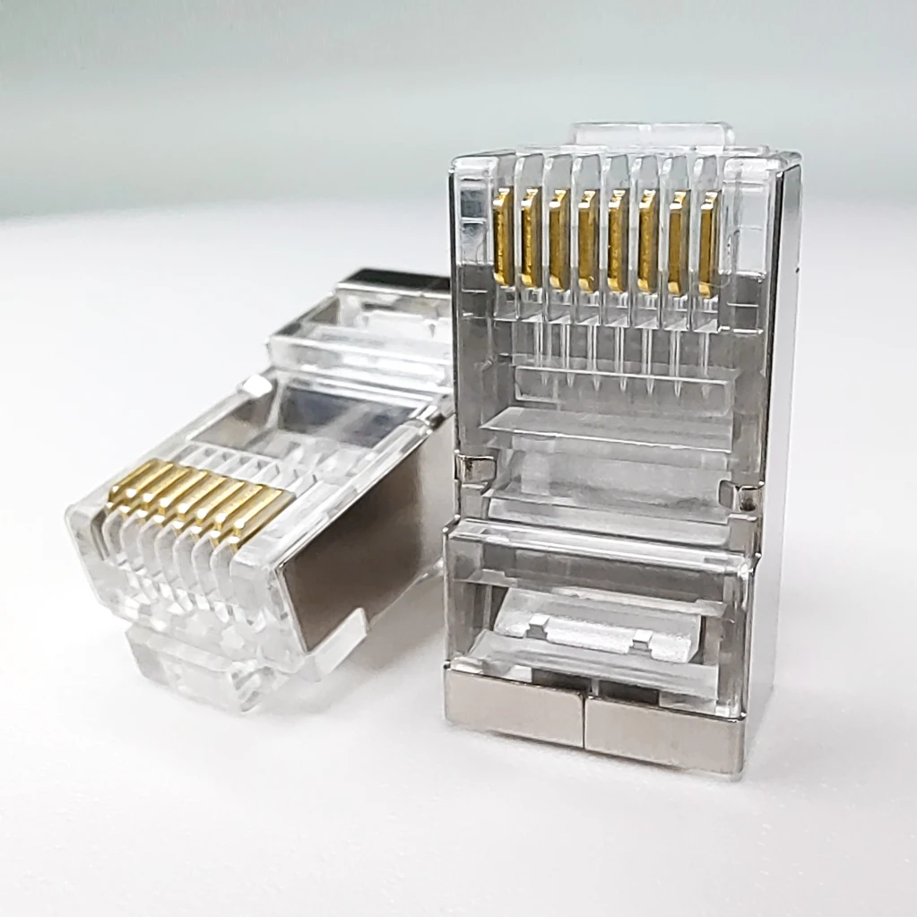 Gold Plated Metal Shield RJ45 8P8C Cat6A Cat7 FTP Plug Connector Modular Plug Network RJ Connector