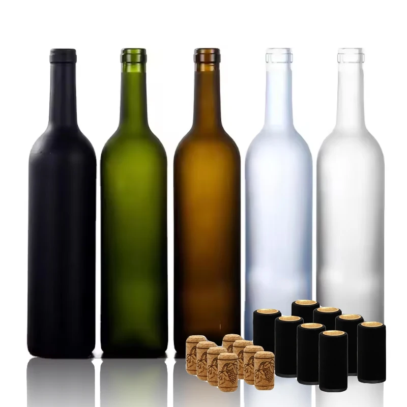 Empty Flint 200ml 375ml 500ml 750ml 1000ml  Liquor alcohol whiskey glass bottle with Cork Lids Packaging