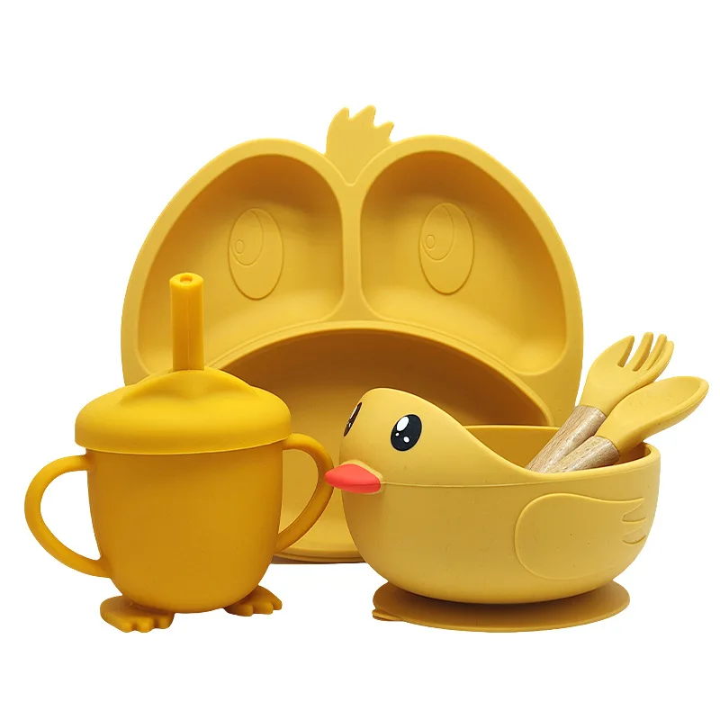 Customizable Baby & Kids Dining Set Including Silicone Sippy Cup Placemat Bib Dish Suction Fork Spoon Bowl Plate