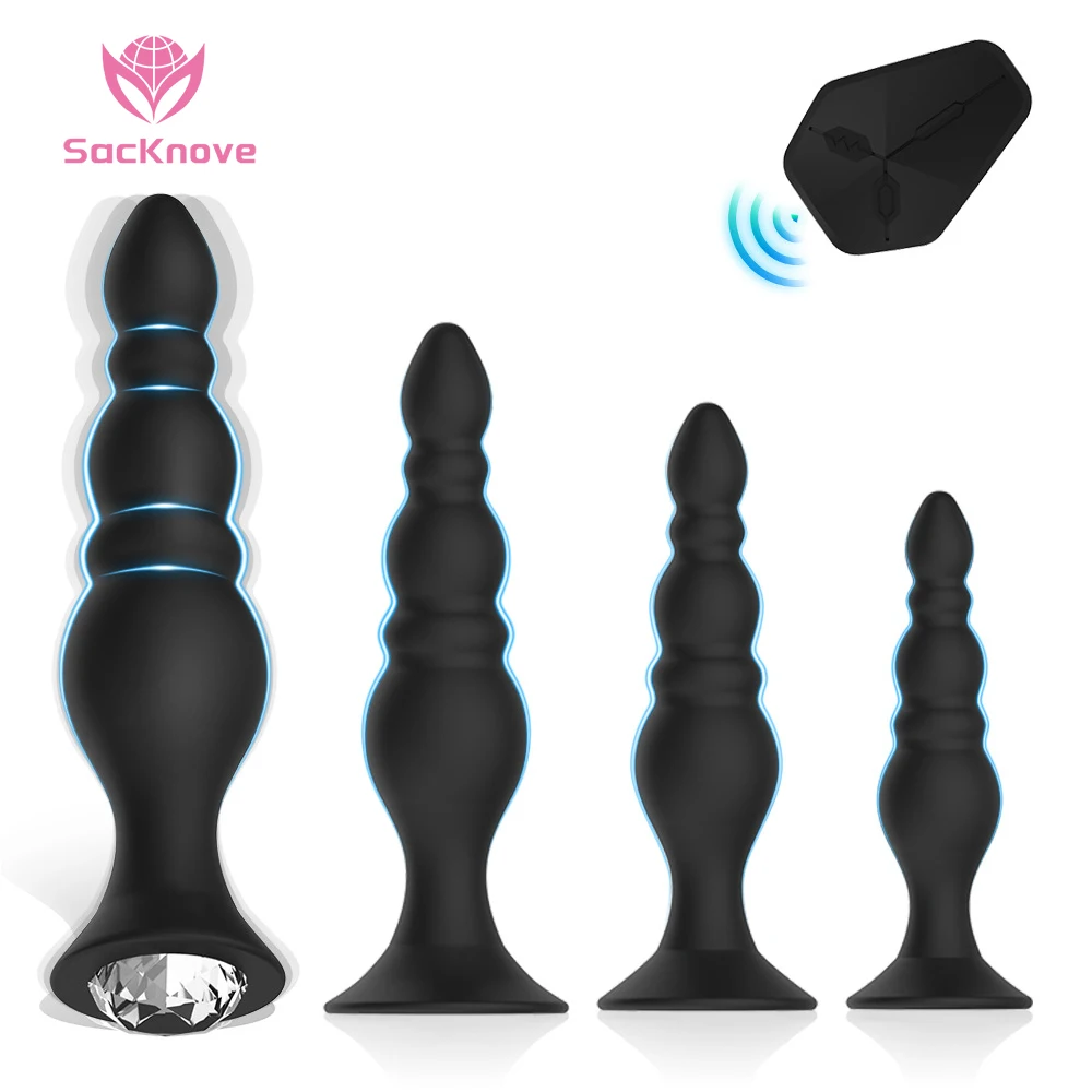 SacKnove Silicone 4pcs Training Kits Remote Wireless Stimulation 10 Frequency Male Female Masturbator Anal Massager Vibrator