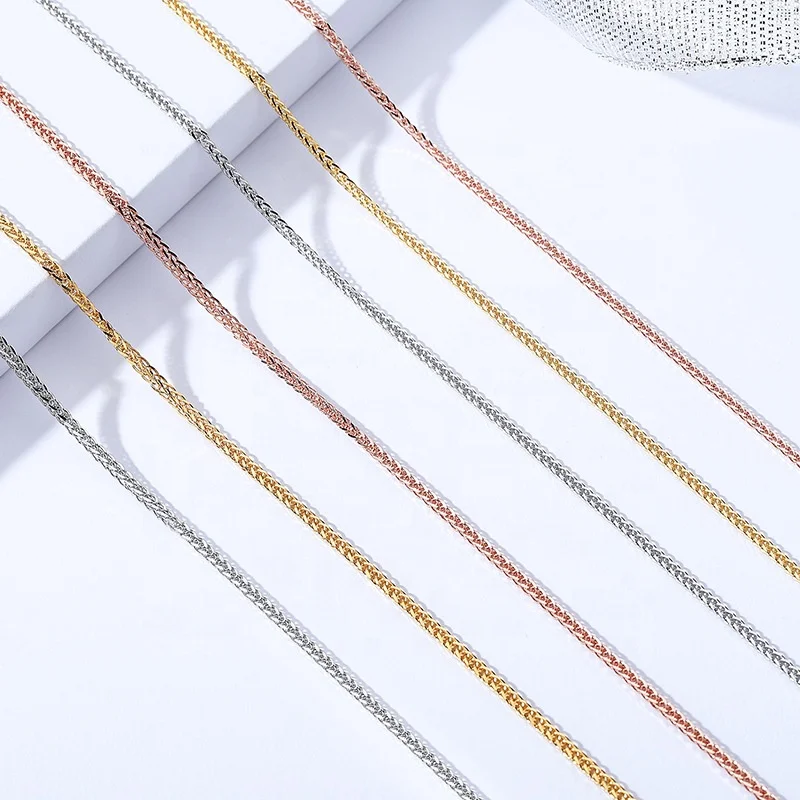 Hiphop fine Style 925 Sterling Silver 18K Gold Plated Italian Handmade 1.2 1.5mm Chopin custom Chain Necklace for women