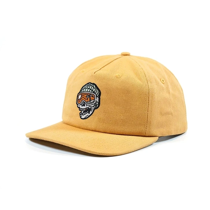 Factory 5-Panel Low Profile Canvas Unstructured Cap Dad Snapback Hat With Woven Label for Men & Women Flat Brim ODM Model