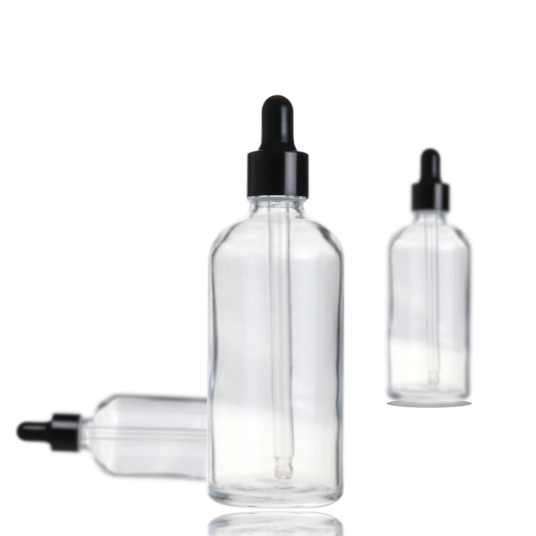 Wholesale empty clear lotion cosmetic packaging perfume 100 ml glass essential oil dropper bottle
