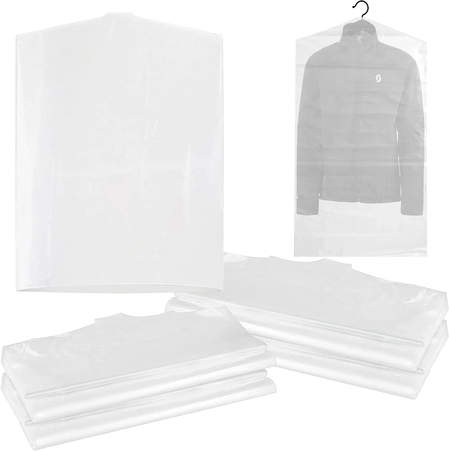 Dry Cleaning Hanging Garment Bags Plastic Clothing Dust Cover for Closet Clothes Storage Coat Suit Bag for Home Laundry
