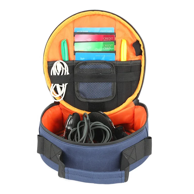 Custom Portable Waterproof Round Headphones Storage Bag Headphone Travel Case for Wired & Wireless Headsets