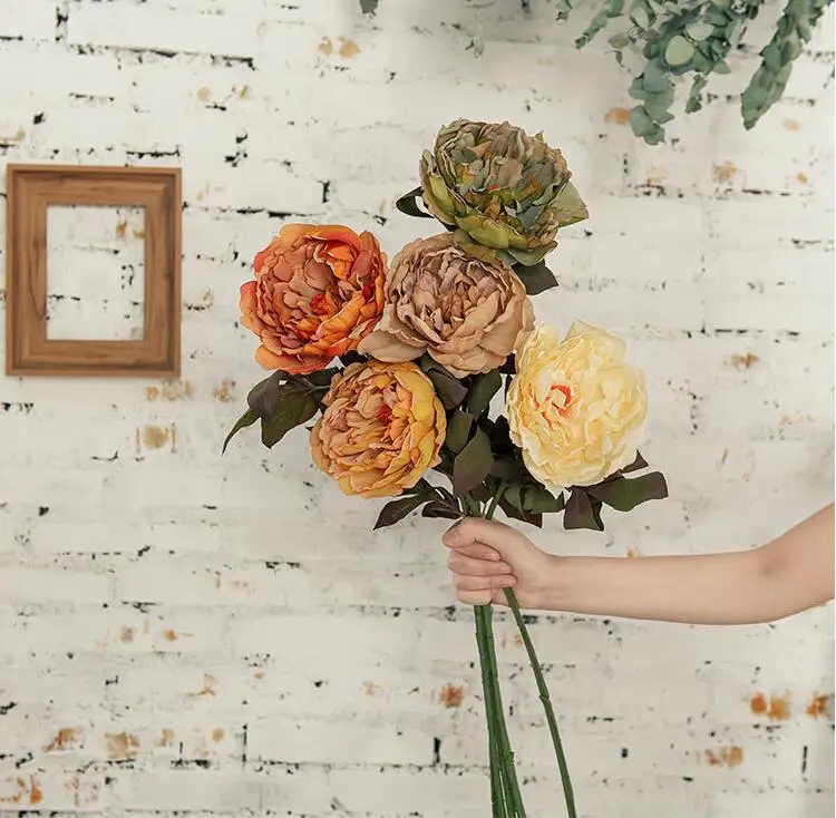 Wholesale Peony Silk Flowers Artificial Plant Long Single Stem Faux Peonies Flower For Home Wedding DIY Party Decoration