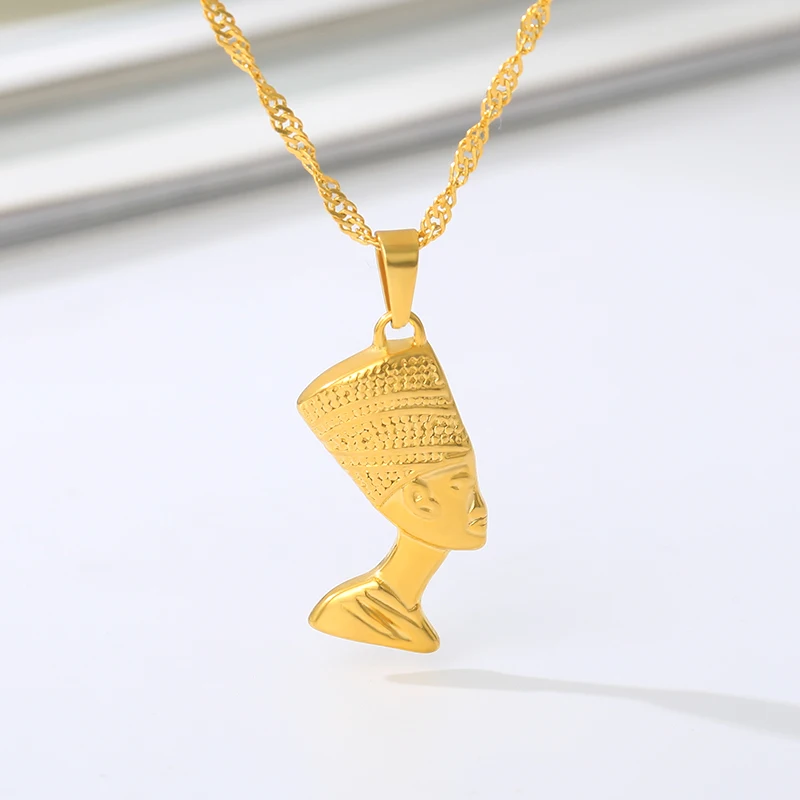 Egyptian Gold hip hop Pharaoh pendant Necklace Stainless Steel for Women Mystery Jewelry African Gift