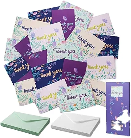 Full Color Printing Blank Cards with Envelopes and Stickers for Bridal Shower, Birthday, Wedding, Thank You, Baby Shower
