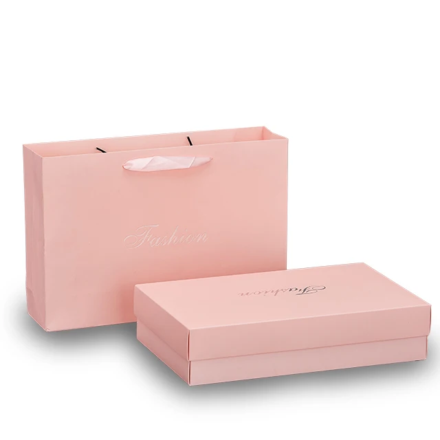 Custom silver foiling cosmetic paper bag box with handle