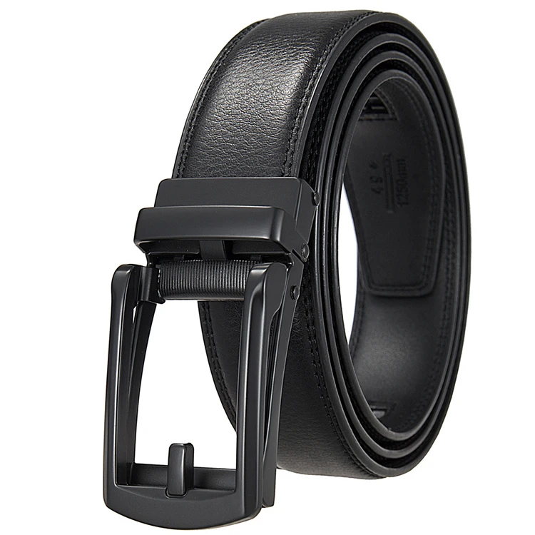 Custom LOGO Automatic Buckle Belt Genuine Leather Belts For Men Ratchet OEM Automatic Leather Belt Men