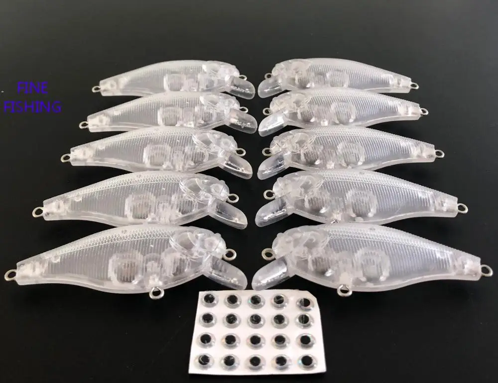 Best selling unpainted fishing  68mm 6.4g blank crankbait lure body 8047# Free Eye