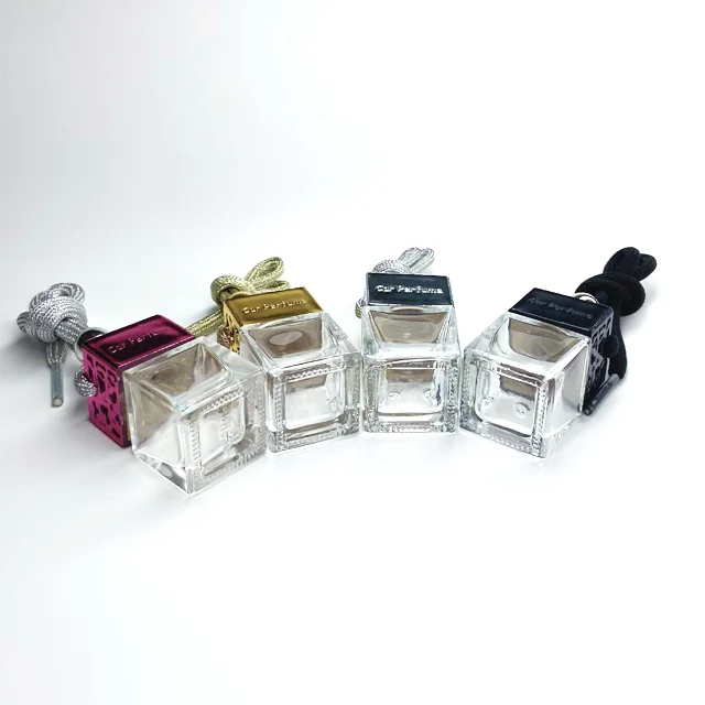 Hot Empty Refillable Car Perfume Bottles Hanging Car Air Freshener Bottle with Gold Silver Black Pink Rose Gold Cover