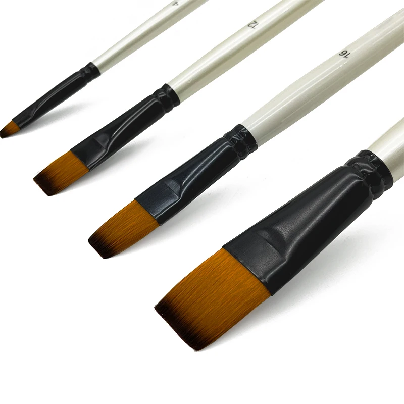 Round and Flat long handle  brush for oil  acrylic water painting