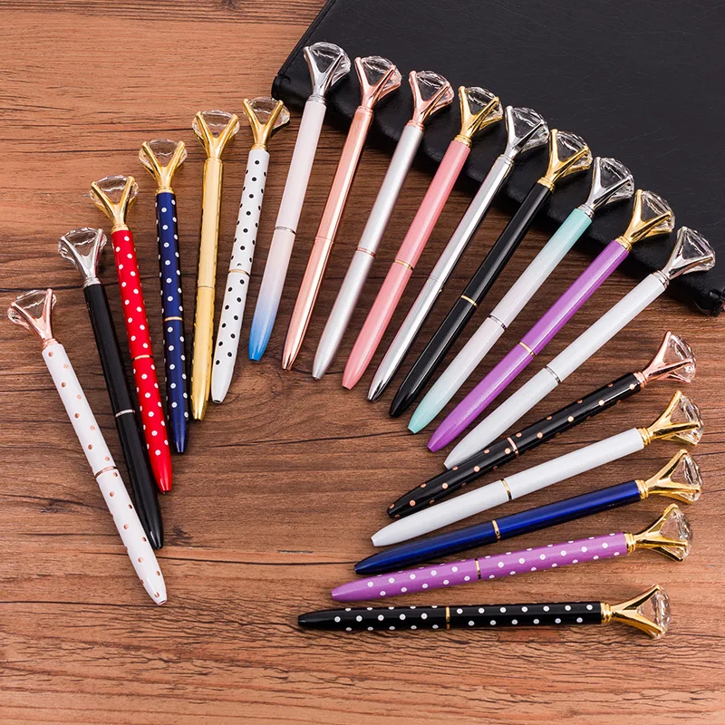 Customized Logo Gift Top Diamond Multi Color Rotating Crown Ballpoint Pens