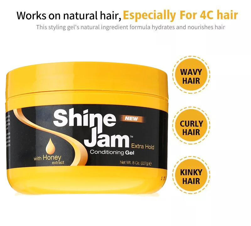 Private Label Salon Size Hair Shine And Jam Conditioning Gel Braid Gel Edge Control For 4c Hair As Good Quality As Shin N Jam