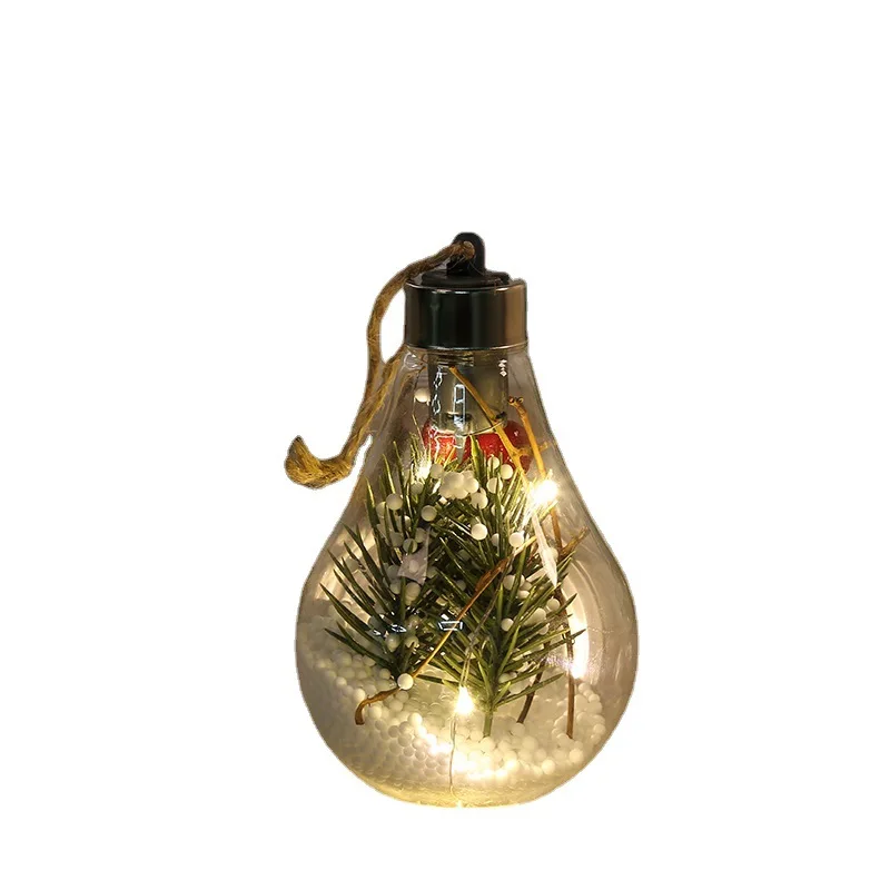 GN-607 Light Bulb Baubles artificial flower inside Christmas Ball ornaments
