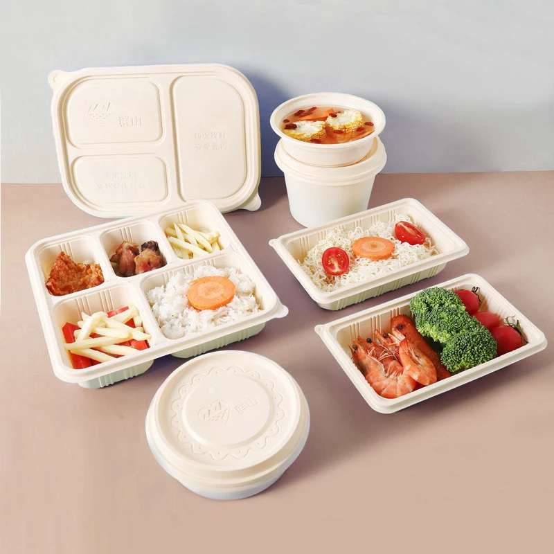 EcoNewLeaf 350ml Eco-friendly Corn Starch Disposable Soup Bowl Noodle Bowls Takeaway Food Container with Lid