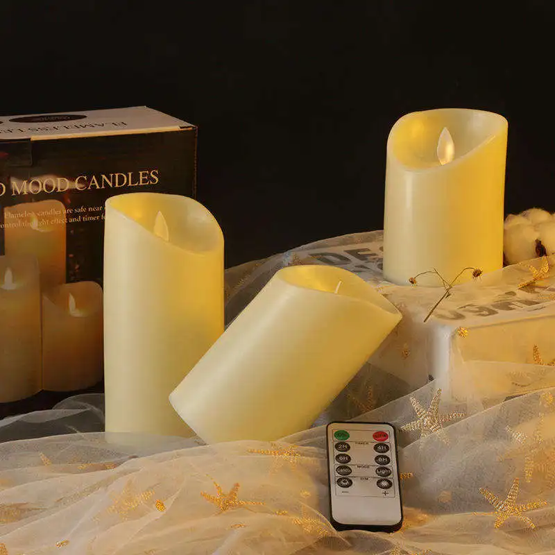 Most Popular Ivory Color Plastic Flameless Electric Flickering Candle Led Wedding Candles With Battery Operated
