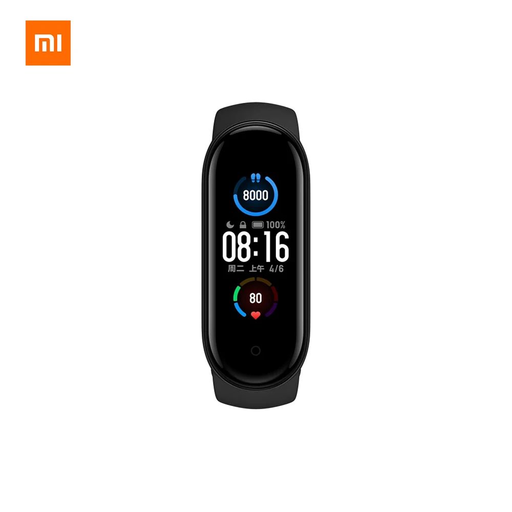 Оригинальный спортивный водонепроницаемый браслет Xiaomi Mi Band 5 глобальная версия Смарт-часы с AMOLED экраном BT5.0
