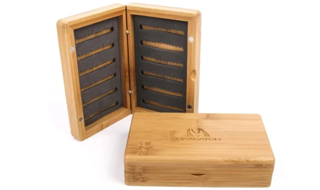 Handmade Premium bamboo Walnut Wooden fly box Foam insert burled wood fly fishing box and Classical wholesale wooden fly box