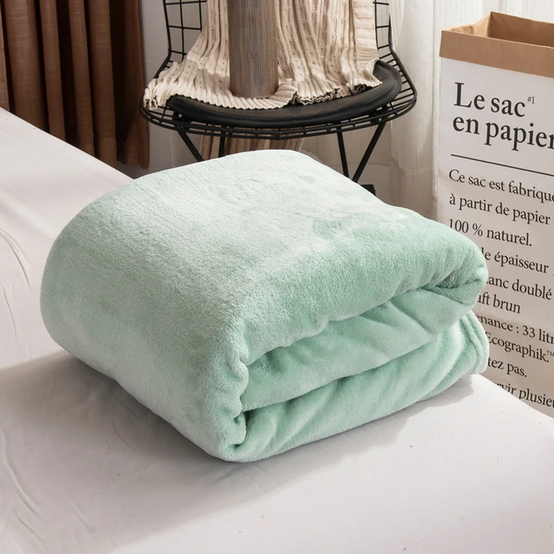 High Quality King-Size Faux Fur Throw Blanket Striated Solid Thick Single Layer Flannel for Winter Wholesale Woven Polyester