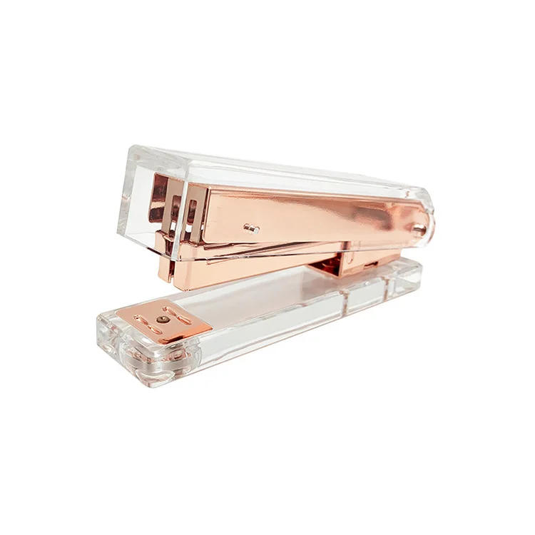 Acrylic Stationery Set Rose Gold Stapler Ball Pen Holder Stationery Gift Set Eco Friendly Stationery Set