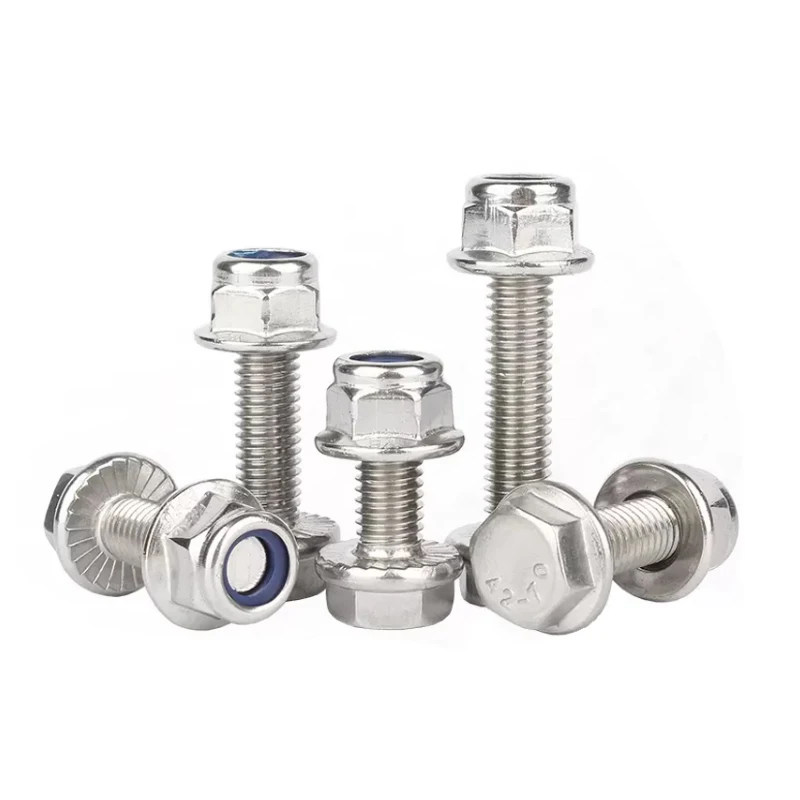 M6 M12 Stainless Steel B8 B8M B8T Hex Head Serrated Flange Bolt With Full Partial Thread and Hex Head Nut Assortment DIN6921
