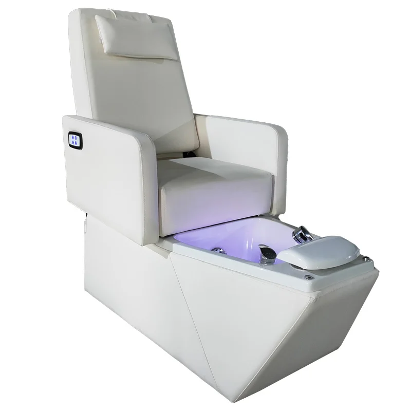 Unique design nail salon equipment white leather pedicure chair luxury modern led lights manicure chair for sale